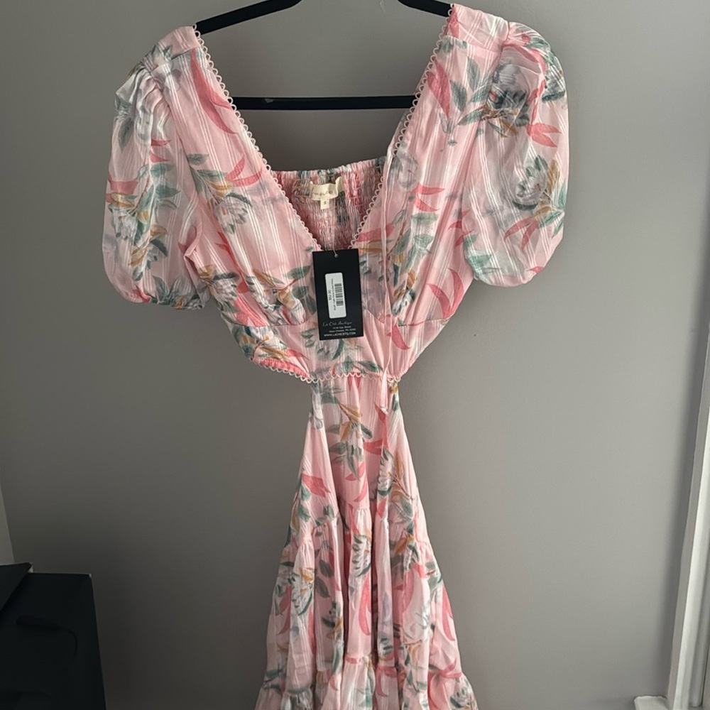 Floral mini Dress with cut outs and open back